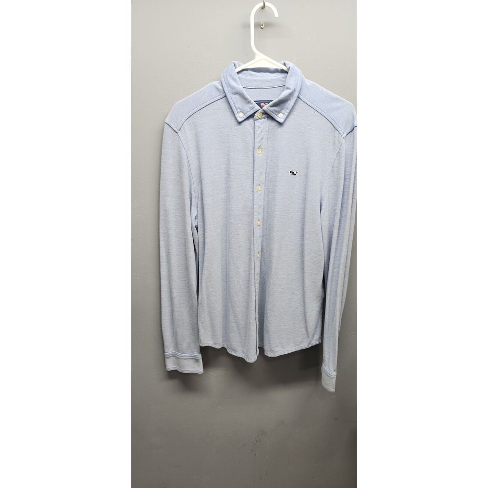 Vineyard Vines Mens Medium Blue Button Up Shirt 100% Pima Cotton Long Sleeves